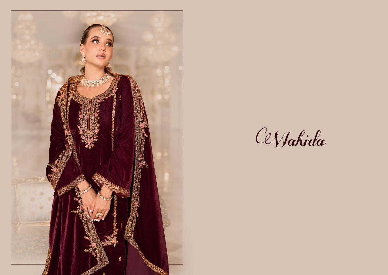 Wahida By Sargam Velvet Heavy Designer Salwar Suits Catalog